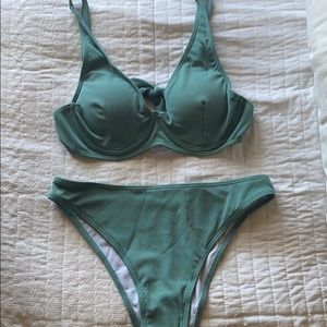 Green high waisted bikini sz L